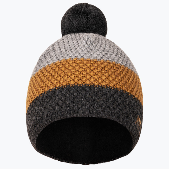 Pletená čepice KNIT karamelová pruhovaná 
