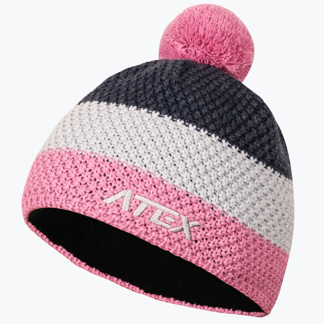 Dámská pletená čepice KNIT růžový pruh