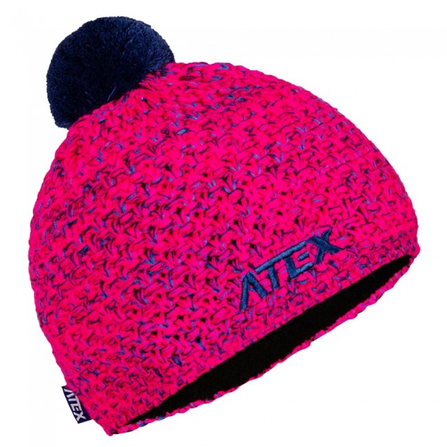 Pletená čepice KNIT neon-růžová-melange