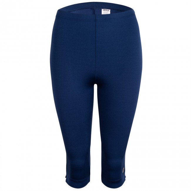 Sportovní elastické kalhoty SOFT tříčtvrteční s rozparkem modré